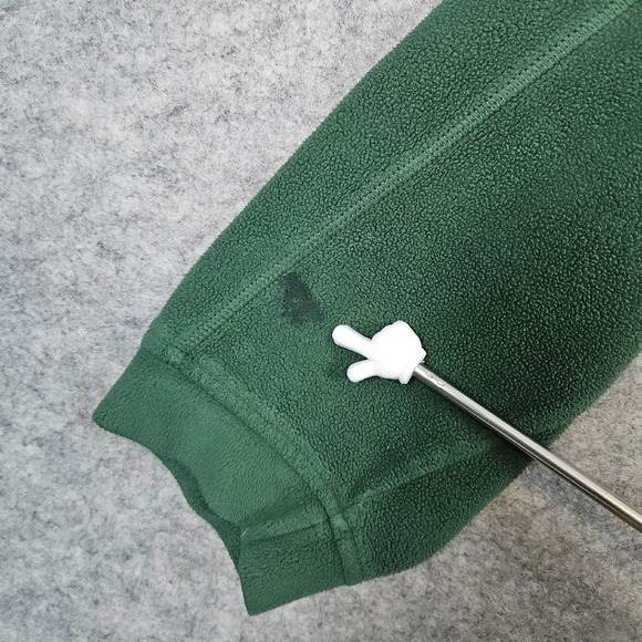 LL Bean Men's Green 1/4 Quarter Zip Fleece Size L-REG 100% Polyester Soft STAINS - Picture 6 of 11